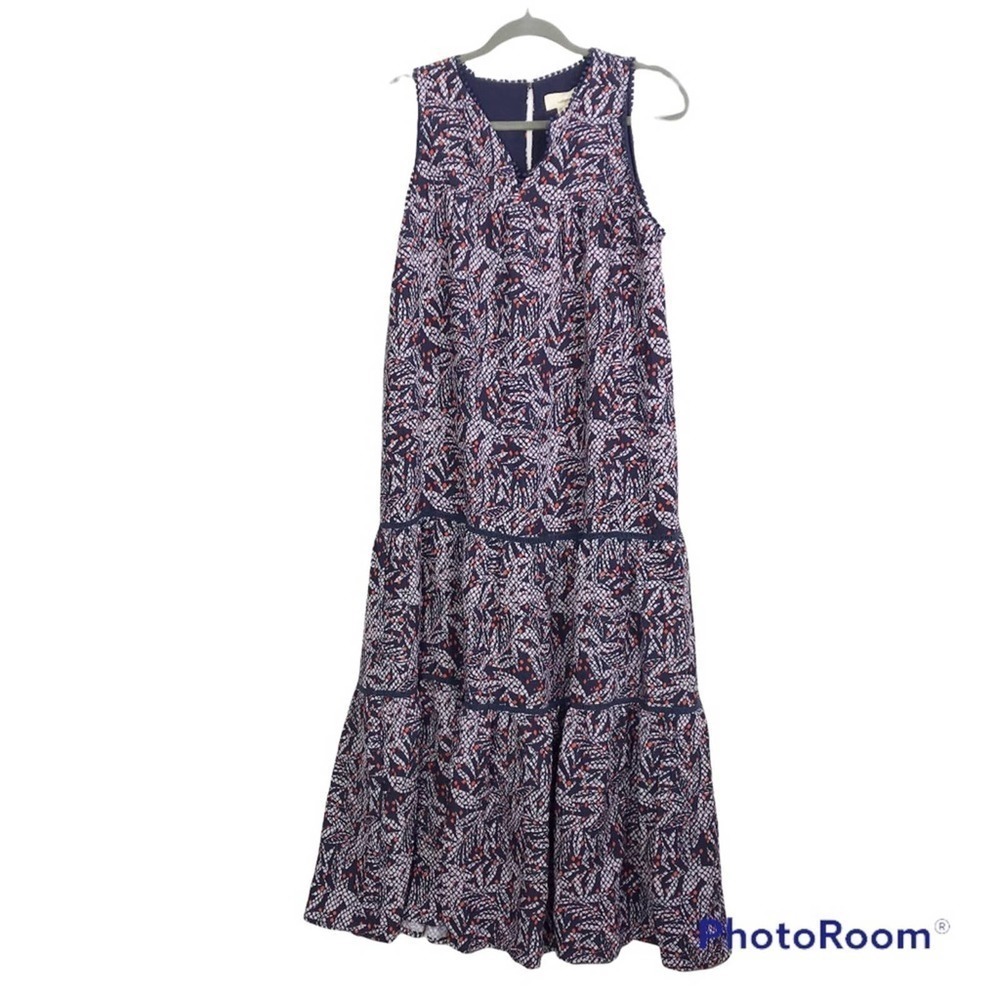 The Korner drop waist sleeveless floral leaf print midi dress NWT size S